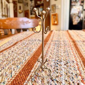 Teeny Tiny Metal Doll House Coat Rack / Jewelry Ring Hanger